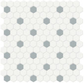 1" White w/ Cloud Blue Matte Hex Mosaic | Alita Tile