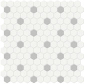1" White w/ Loft Grey Matte Hex Mosaic | Alita Tile