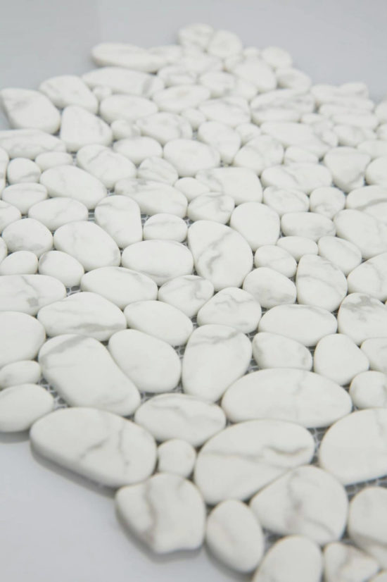 12X12 White Pebble Mosaic | Alita Tile