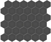 2" Retro Black Matte Unglazed Hex Mosaic | Alita Tile