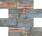 2.8"X6" Rust Industrial Linear Relief Pattern Glazed Ceramic Mosaic | Alita Tile