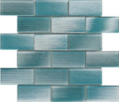 2"X4" Linear Aqua Glass Brick Pattern Mosaic | Alita Tile