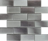 2"X4" Linear Light Grey Glass Brick Pattern Mosaic | Alita Tile