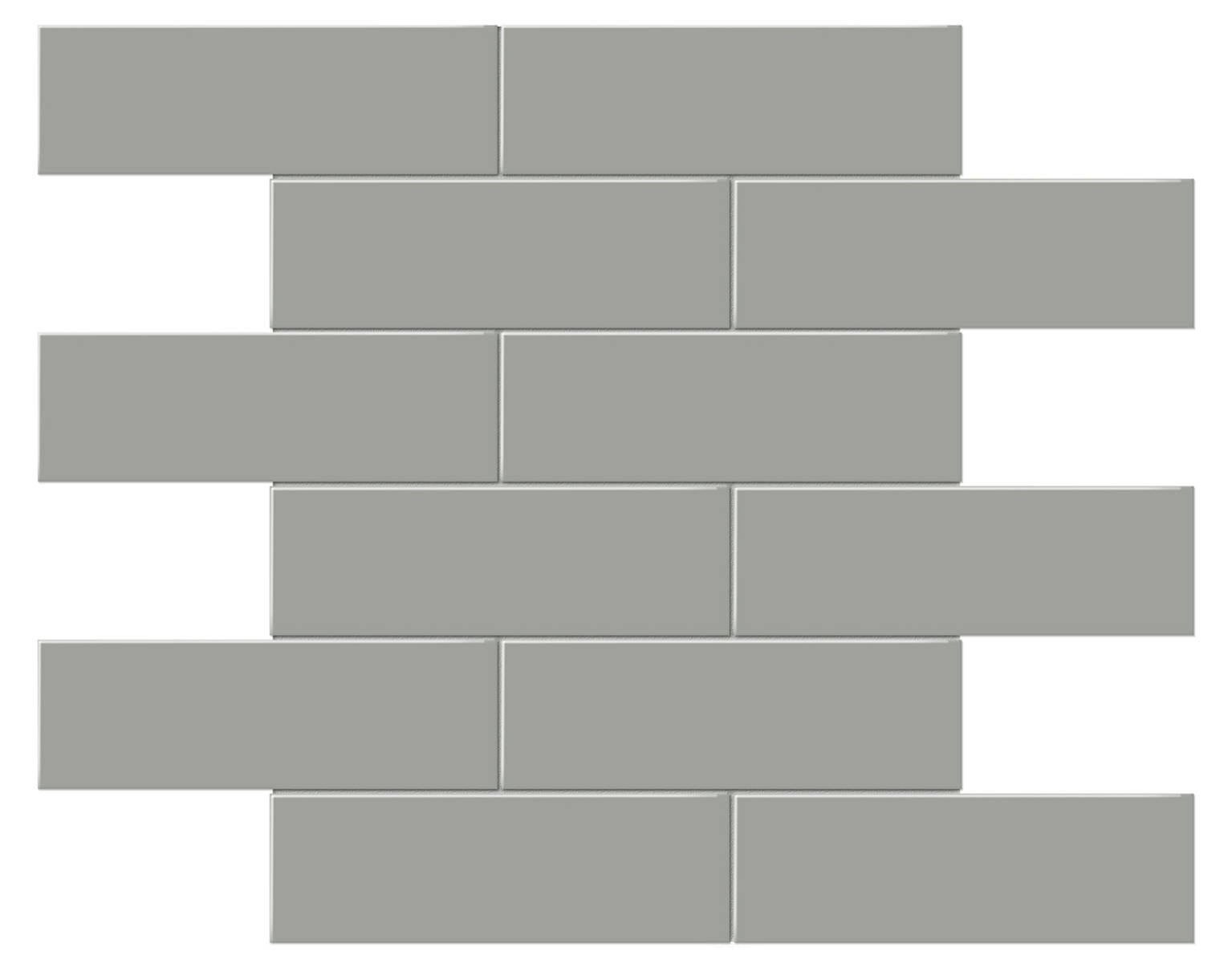 2x6 Taupe Glossy Brick Mosaic | Alita Tile