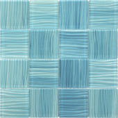 3"X3" Glass Pool Striped Aquamarine Mosaic | Alita Tile