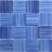3"X3" Glass Pool Striped Cobalt Blue Mosaic | Alita Tile