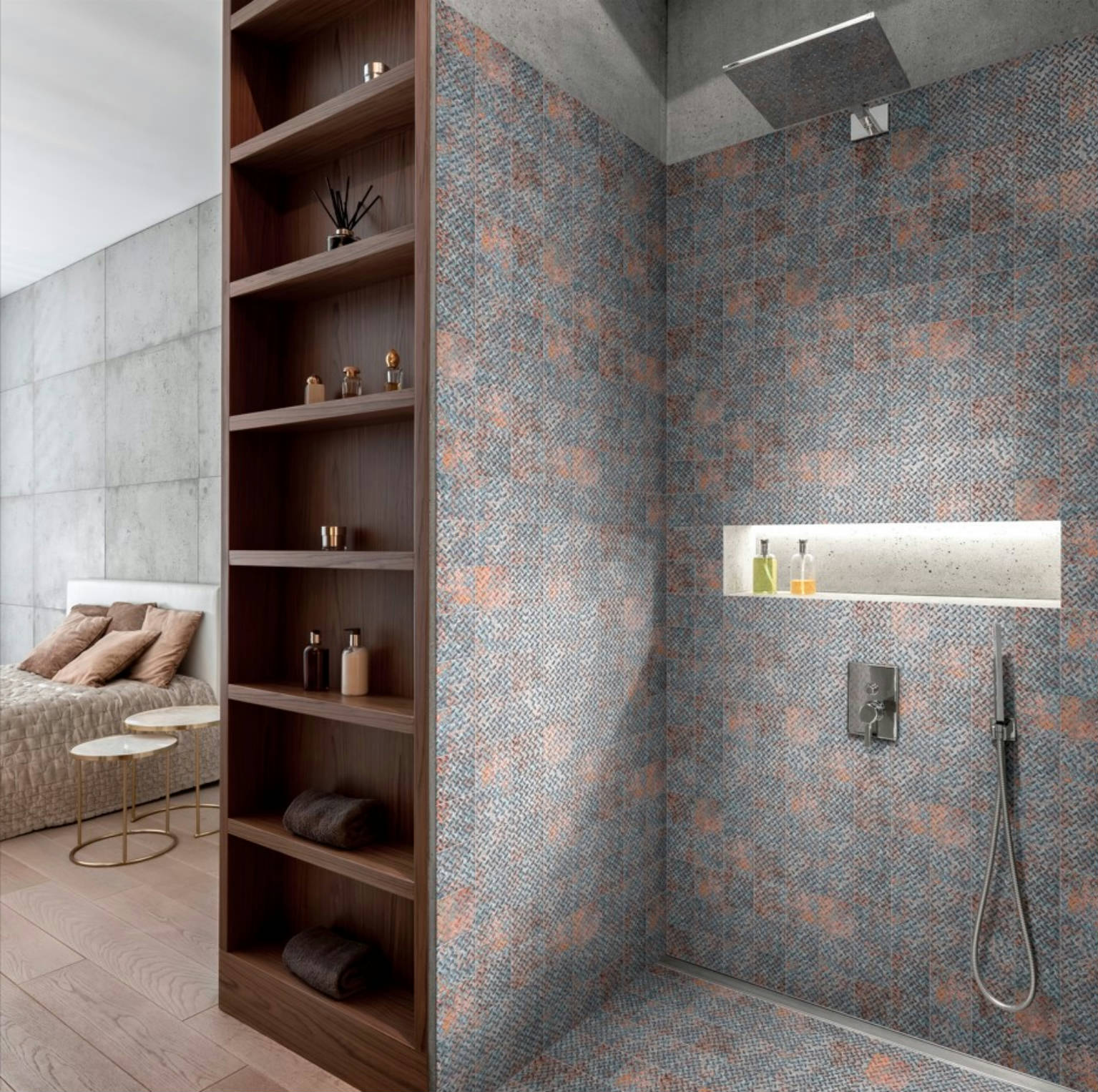 4x4 Rust Industrial Relief Pattern Glazed Ceramic Mosaic | Alita Tile