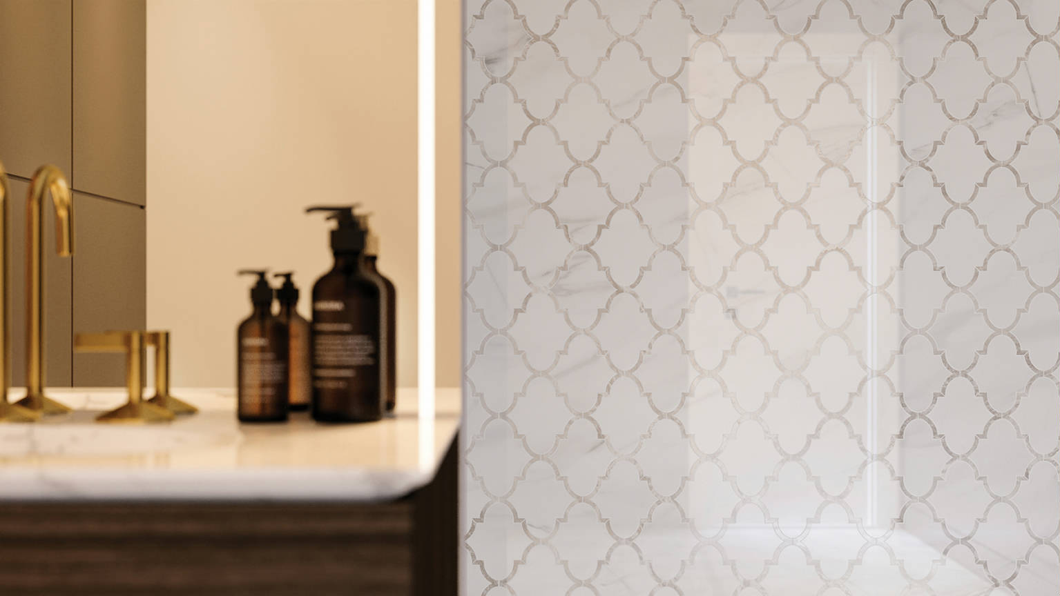 Ardor Infatuation Arabesque Polished Mosaic 3 | Alita Tile