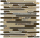 Beige Brown Slate Glass Baguette Mosaic | Alita Tile