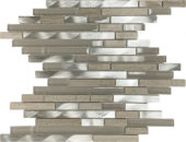 Beige Marble Glass Brushed Metal Baguette Interlocking Mosaic | Alita Tile