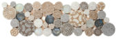 Beige Penny Round Décor / Glass Interlocking Border | Alita Tile