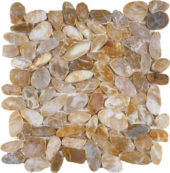 Beige Sliced Polished Pebble Interlocking Mosaic | Alita Tile