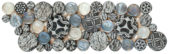 Black Penny Round Décor / Glass Interlocking Border | Alita Tile