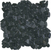 Black Sliced Matte Pebble Interlocking Mosaic | Alita Tile