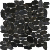 Black Sliced Polished Pebble Interlocking Mosaic | Alita Tile
