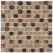 Brown Decor Mix Marble Glass 7/8"X7/8" Mosaic | Alita Tile