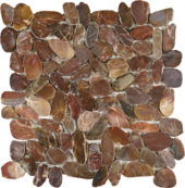 Brown Sliced Polished Pebble Interlocking Mosaic | Alita Tile