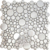 Brushed Silver Penny Rounds Inox Metal Interlocking Mosaic | Alita Tile