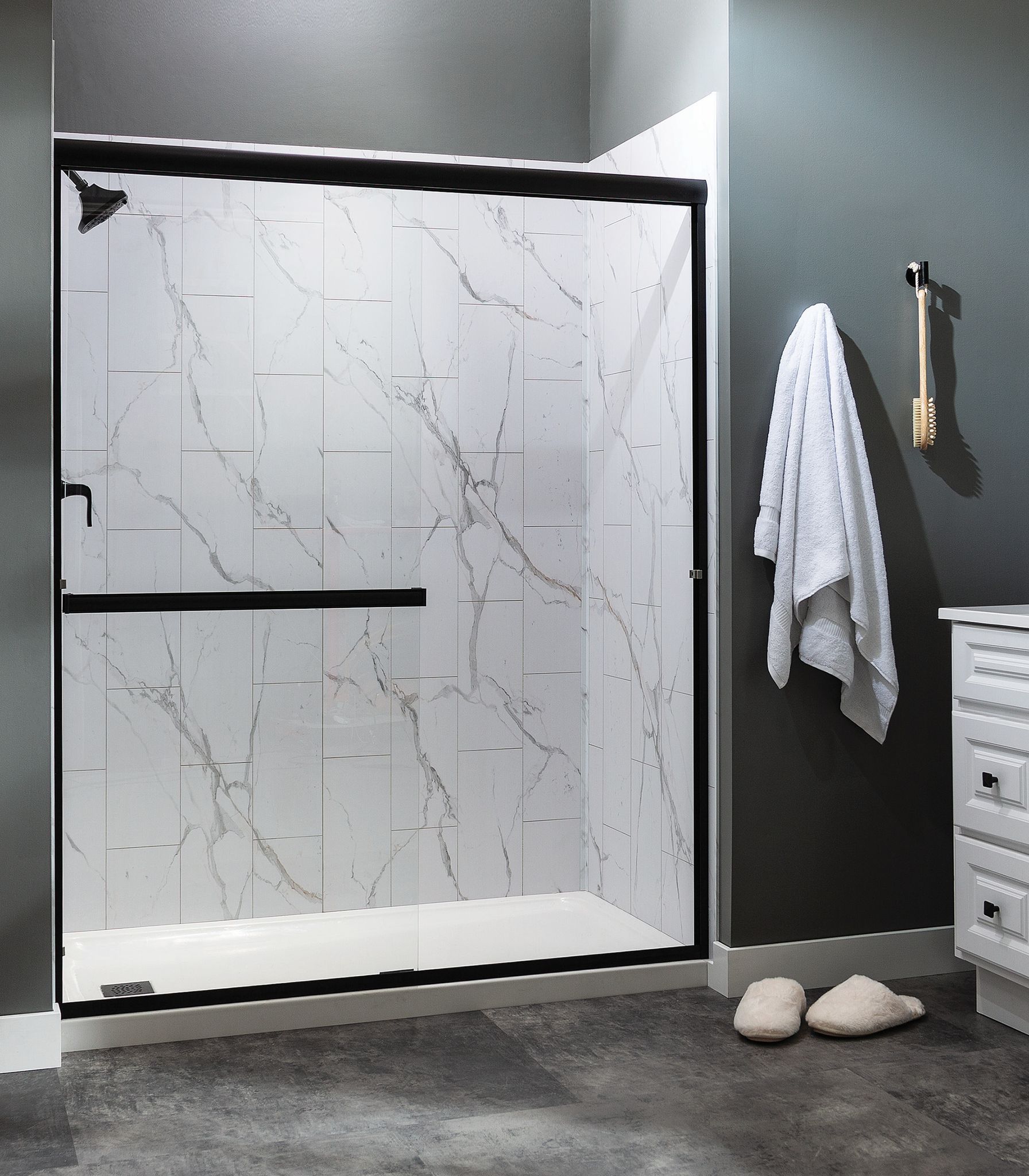 Carrara Marble Shower Wall Kit 30x60x78 | Alita Tile
