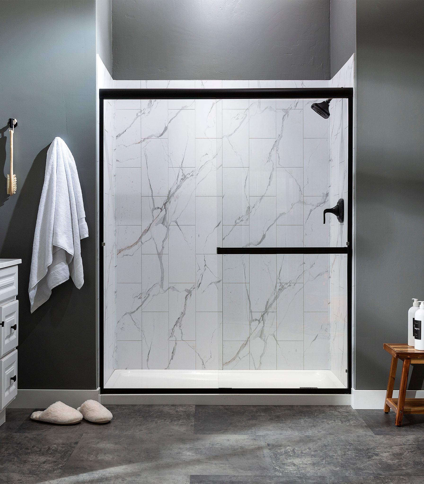 Carrara Marble Shower Wall Kit 32x60x78 | Alita Tile