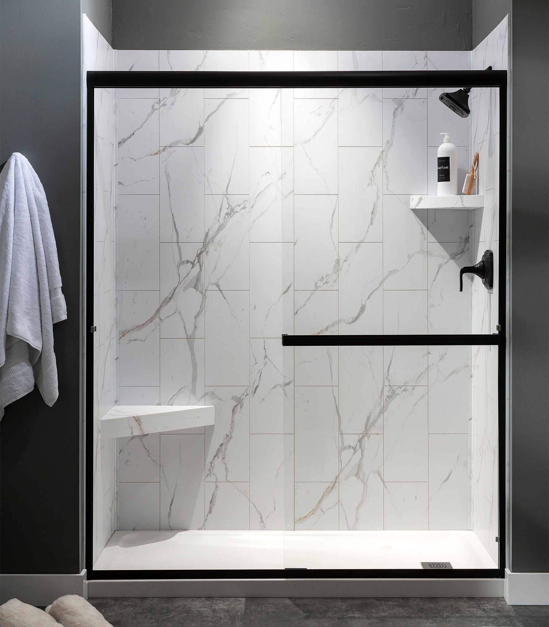 Carrara Marble Shower Wall Kit 36x60x78 | Alita Tile