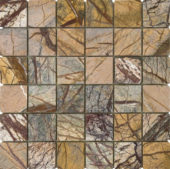 Forest Brown Polished Marble Mosaic 2"x2" | Alita Tile