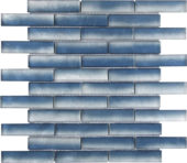 Glass Baguette Blue Mix Matte Interlocking Mosaic | Alita Tile