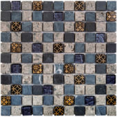 Grey/Blue Glass Mix Marble Mosaic 1 | Alita Tile