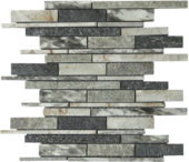 Grey/Green/Beige Mix Stone Baguette Interlocking Mosaic | Alita Tile
