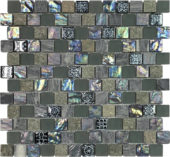 Grey/Green/Beige Mix Stone Glass 1"X1" Mosaic | Alita Tile