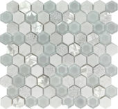 Hexagon Glass Marble & Mother Pearl White Mix Mosaic | Alita Tile