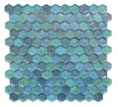 Hexagon Mix Blue Glass Mosaic | Alita Tile
