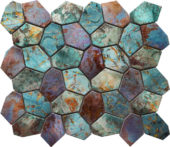 Hexagon Mix Metallic Green Rust Mosaic | Alita Tile