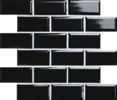 Mini Subway Black Glazed Porcelain Interlocking Mosaic 2"X4" | Alita Tile