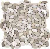 Mix White/Beige Sliced Matte Pebble Interlocking Mosaic | Alita Tile