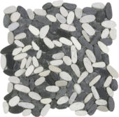 Mix White/Black Sliced Matte Pebble Interlocking Mosaic | Alita Tile