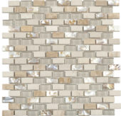 Mother Of Pearl Glass Marble Beige/White Mix Brick | Alita Tile