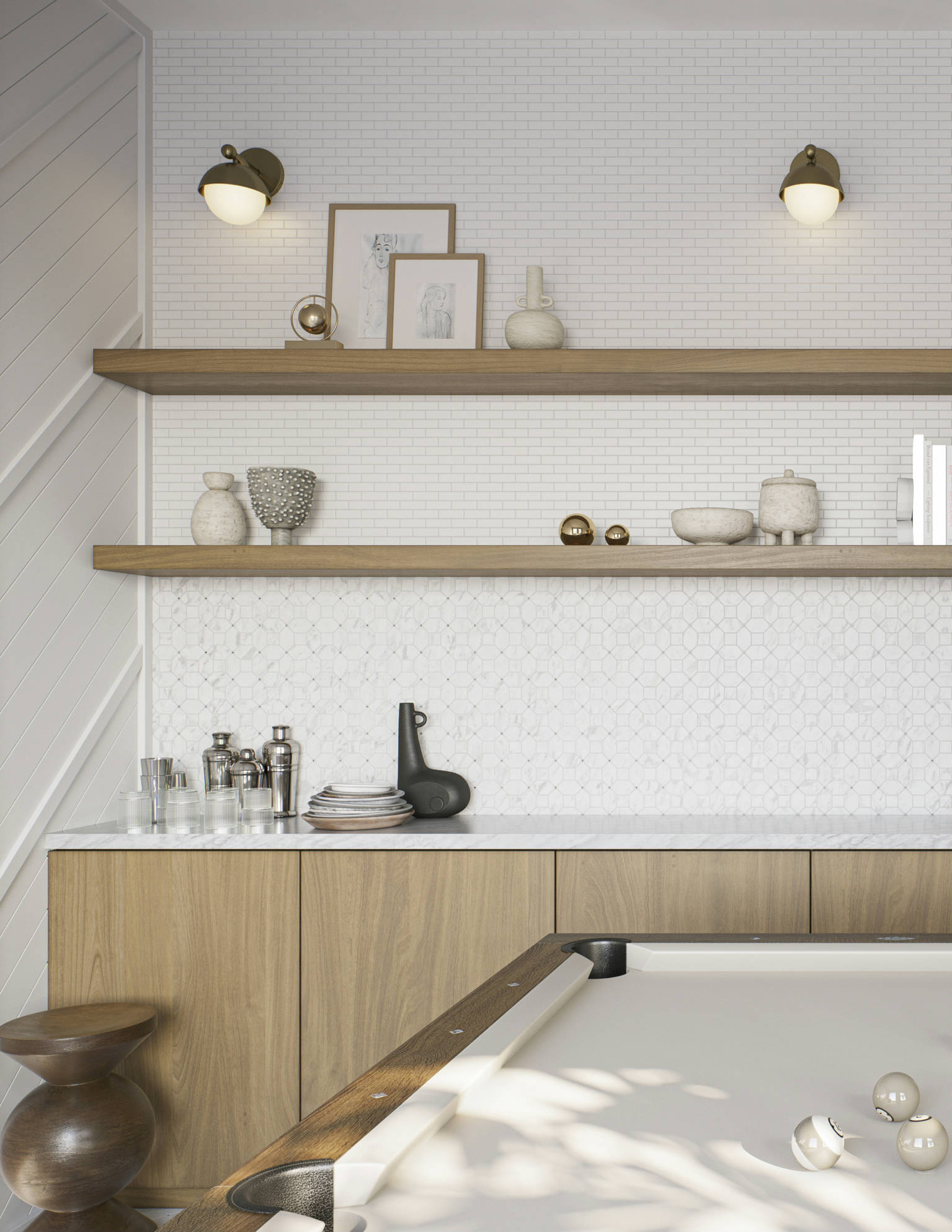 Offset Daisy Mosaic, Cliff Ridge Mosaic | Alita Tile