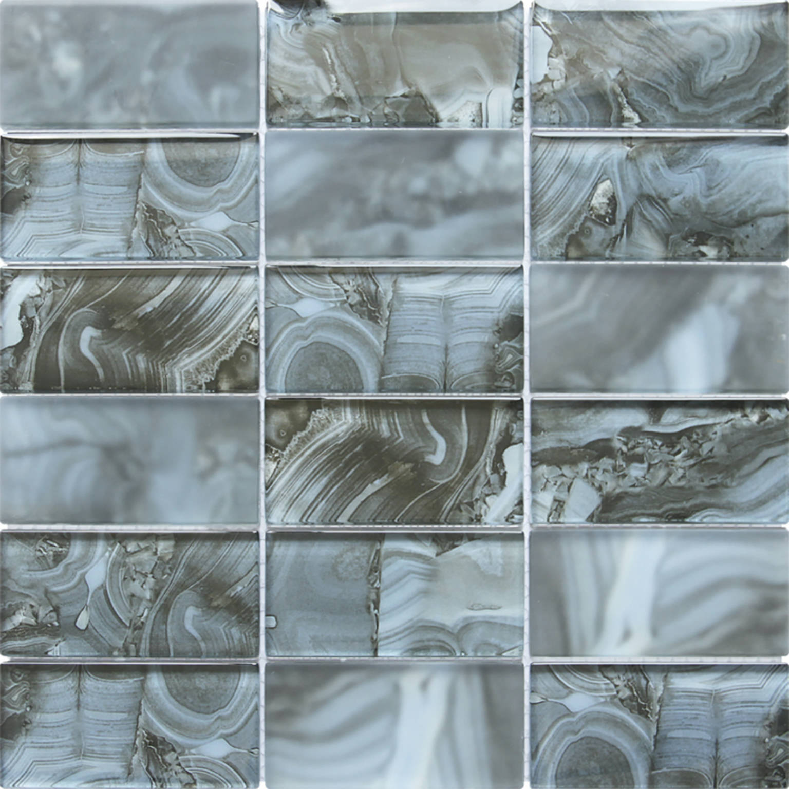 Onyx Pattern Blue Glass Sheet Mosaic | Alita Tile