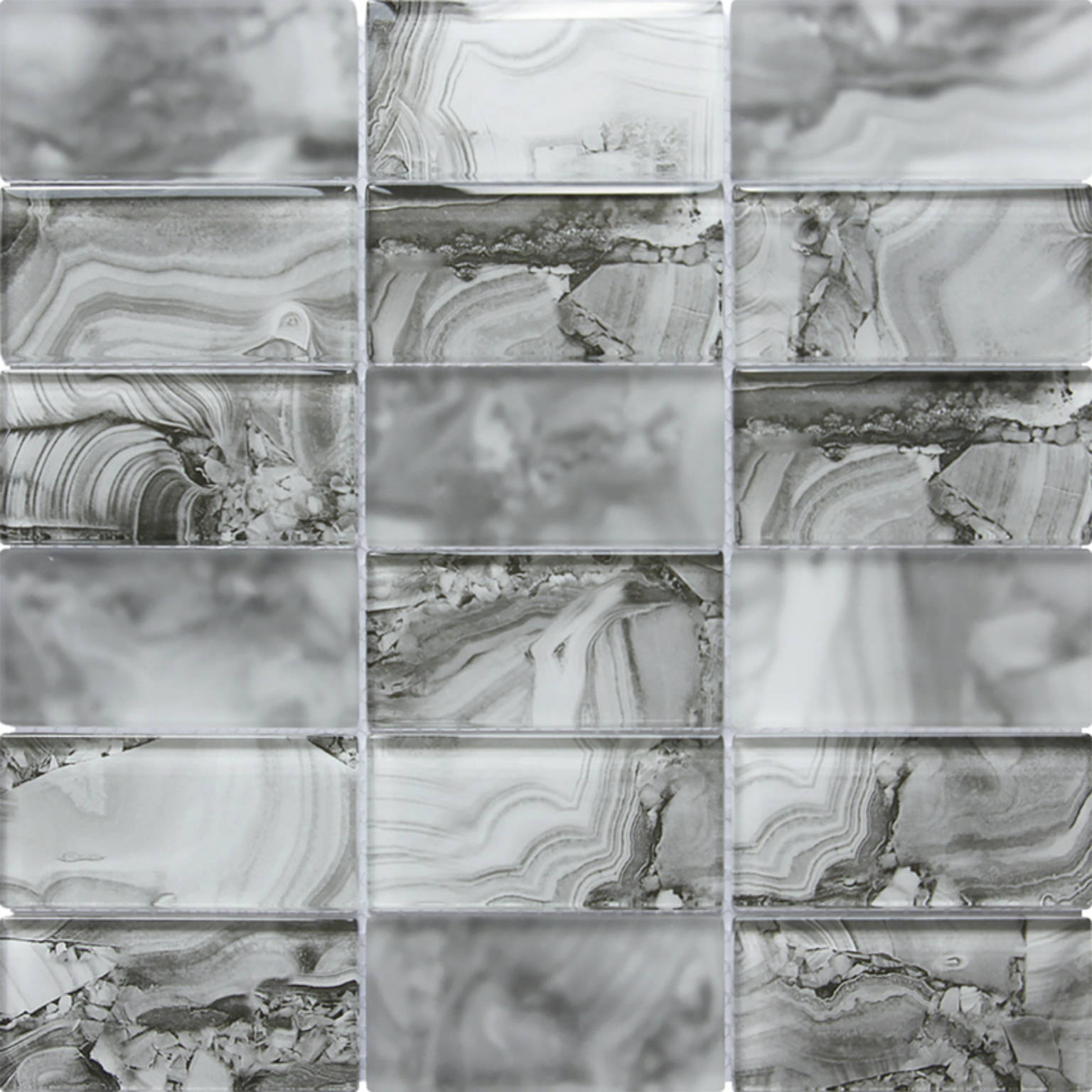 Onyx Pattern Grey Glass Sheet Mosaic | Alita Tile