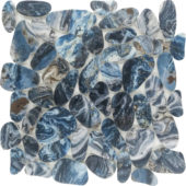Reconstituted Stone Pebble Grey Blue Mix Matte Mosaic | Alita Tile