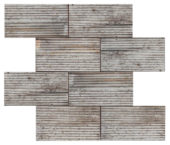 Riviera Tileworks Chelsea 2.8"x6" Silver Industrial Linear Relief Pattern Glazed Ceramic Moisaic | Alita Tile