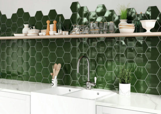 Ronda 5.5X6.3” Green Hexagon | Alita Tile