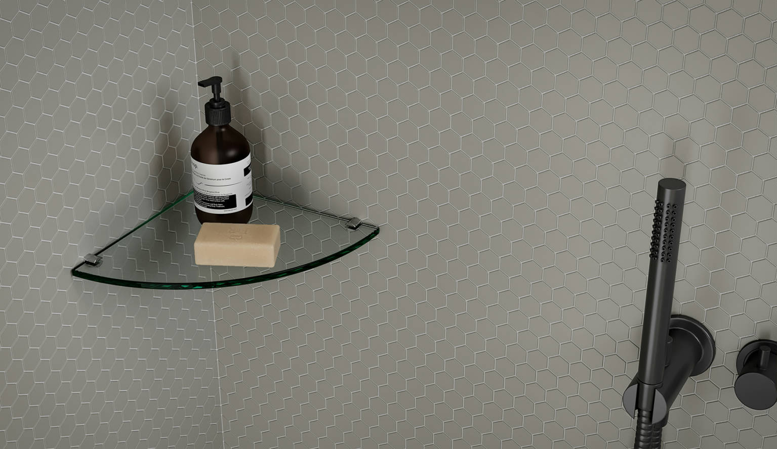 Traditions Taupe Matte 1in Hex Mosaic | Alita Tile