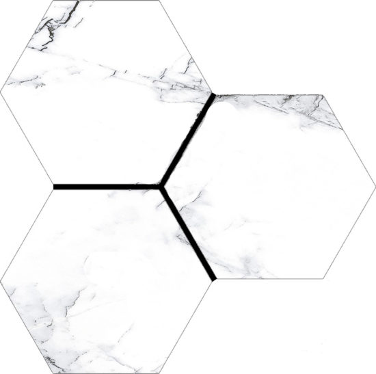 Treasure Ice White Marble 6" Carved Hexagon | Alita Tile