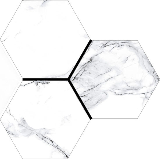Treasure Ice White Marble 6" Carved Hexagon | Alita Tile