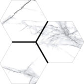 Treasure Ice White Marble 6" Carved Hexagon | Alita Tile