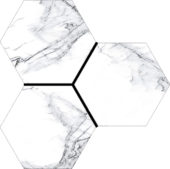 Treasure Ice White Marble 6" Carved Hexagon | Alita Tile