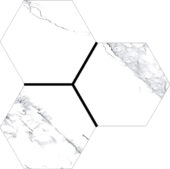 Treasure Ice White Marble 6" Carved Hexagon | Alita Tile