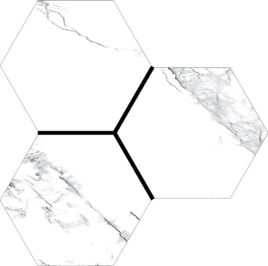 Treasure Ice White Marble 6" Carved Hexagon | Alita Tile